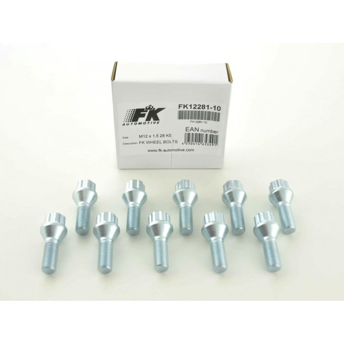 Wheel bolt set 8 pcs Conical collar shaft length 39mm M12x125 silver