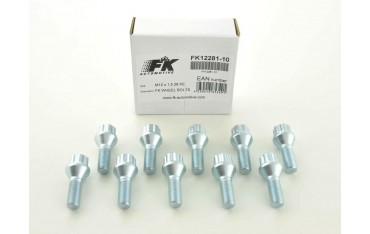 Wheel bolt set 8 pcs Conical collar shaft length 39mm M12x125 silver