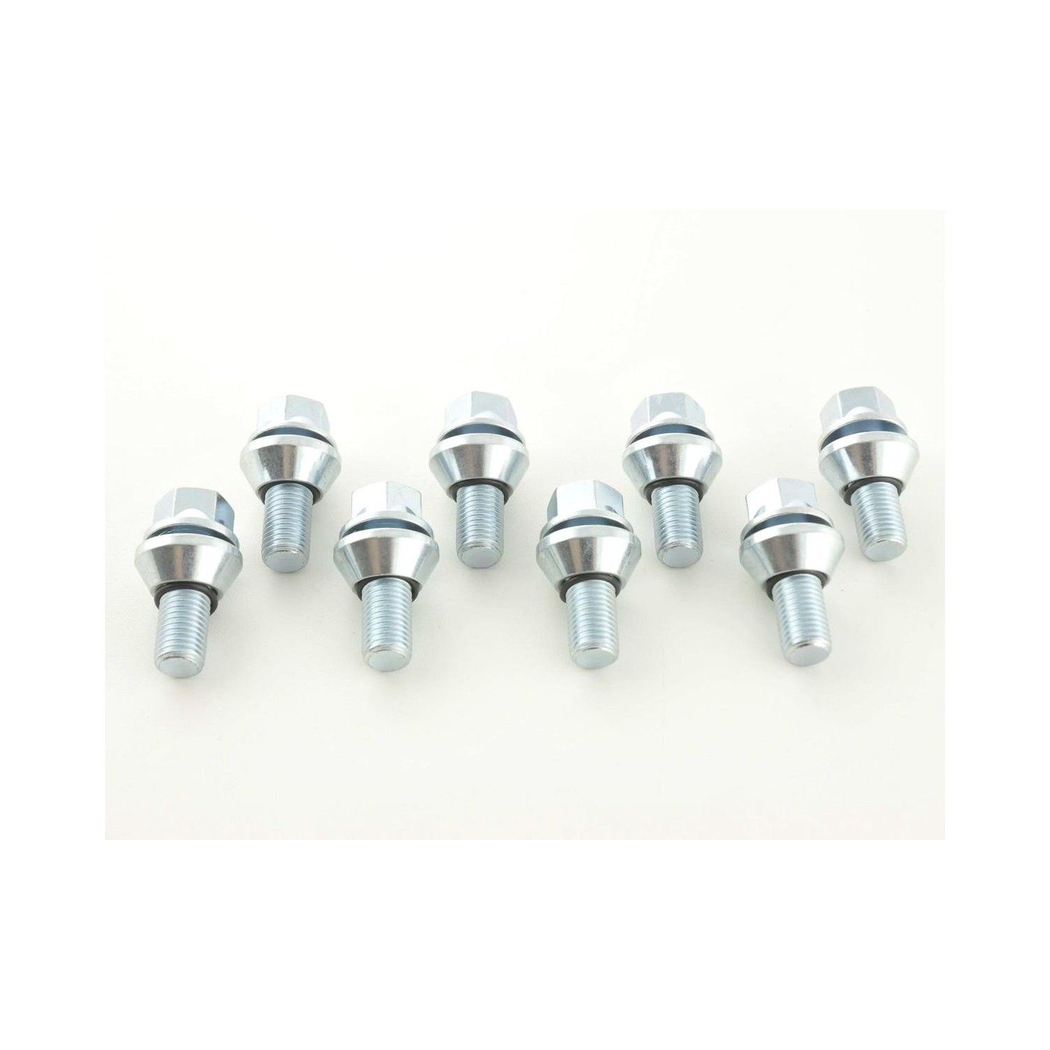 Wheel bolt set 8 pcs Shaft length 21mm conical collar silver M14x15