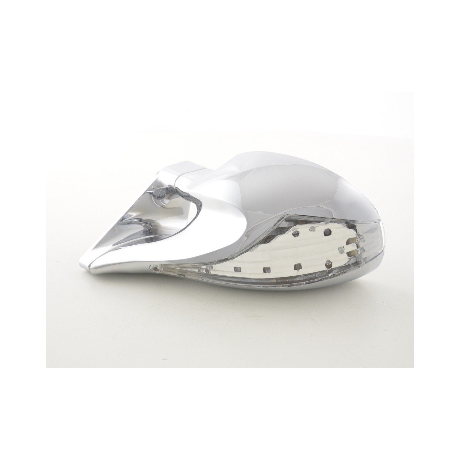 Outside mirror sports mirror set N Look 3 pole adjustable with large turn signal chrome left hand drive