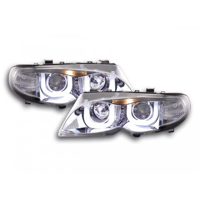 Angel eyes headlights BMW 3er E46 Limo Touring 02 05 chrome