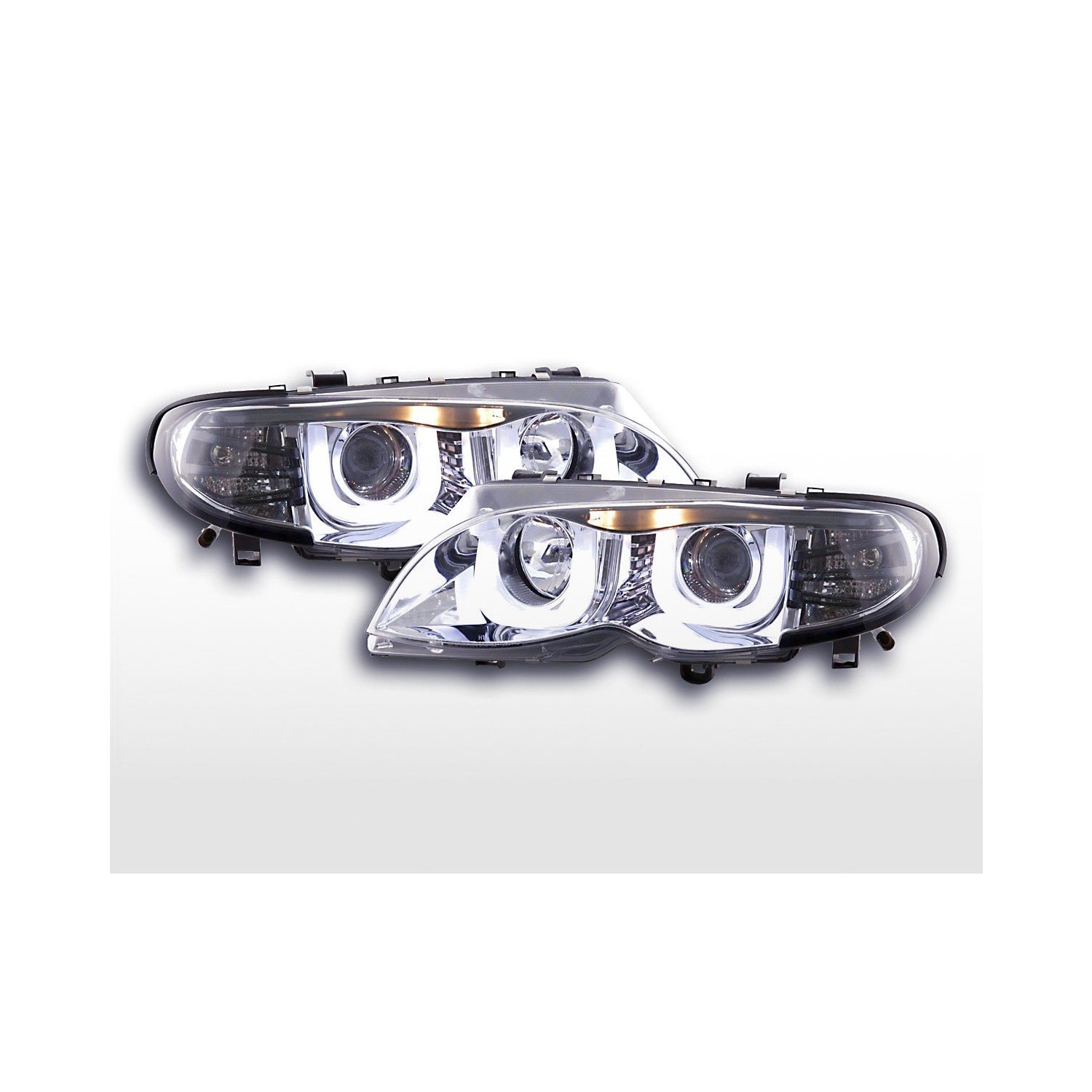 Angel eyes headlights BMW 3er E46 Limo Touring 02 05 chrome