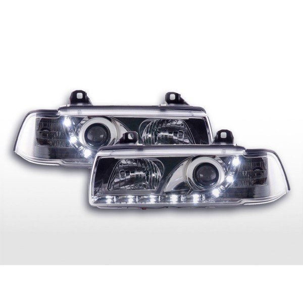 Daylight headlights LED daytime running lights BMW 3 series E36 Coupe Cabrio 92 98 chrome for right hand drive