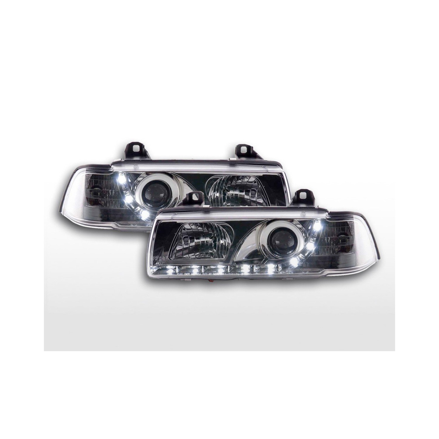 Daylight headlights LED daytime running lights BMW 3 series E36 Limo Touring chrome for right hand drive