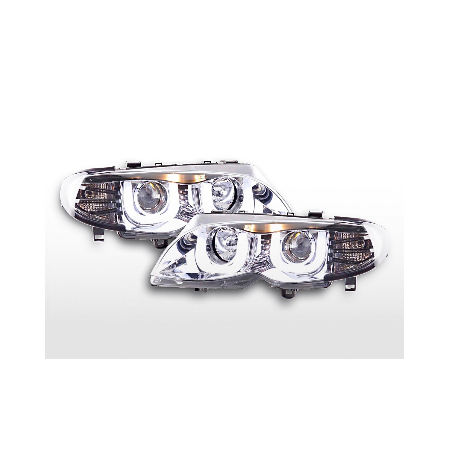 Daylight headlight LED DRL look BMW 3 series E46 Limo Touring 02 05 chrome for right hand drive