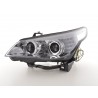 Headlight set xenon angel eyes LED BMW 5 series E60 E61 03 04 chrome for right hand drive