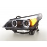 Headlight set Xenon Angel Eyes LED BMW 5 series E60 E61 03 04 black for right hand drive