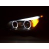 Headlight set Xenon Angel Eyes LED BMW 5 series E60 E61 03 04 black for right hand drive