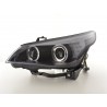 Headlight set Xenon Angel Eyes LED BMW 5 series E60 E61 03 04 black for right hand drive