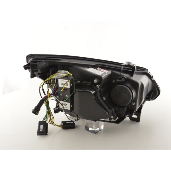 Headlight set Xenon Angel Eyes LED BMW 5 series E60 E61 03 04 black for right hand drive