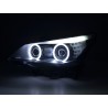 Headlight set xenon angel eyes CCFL BMW 5 series E60 E61 05 08 black for right hand drive