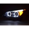 Headlight set xenon angel eyes CCFL BMW 5 series E60 E61 05 08 black for right hand drive