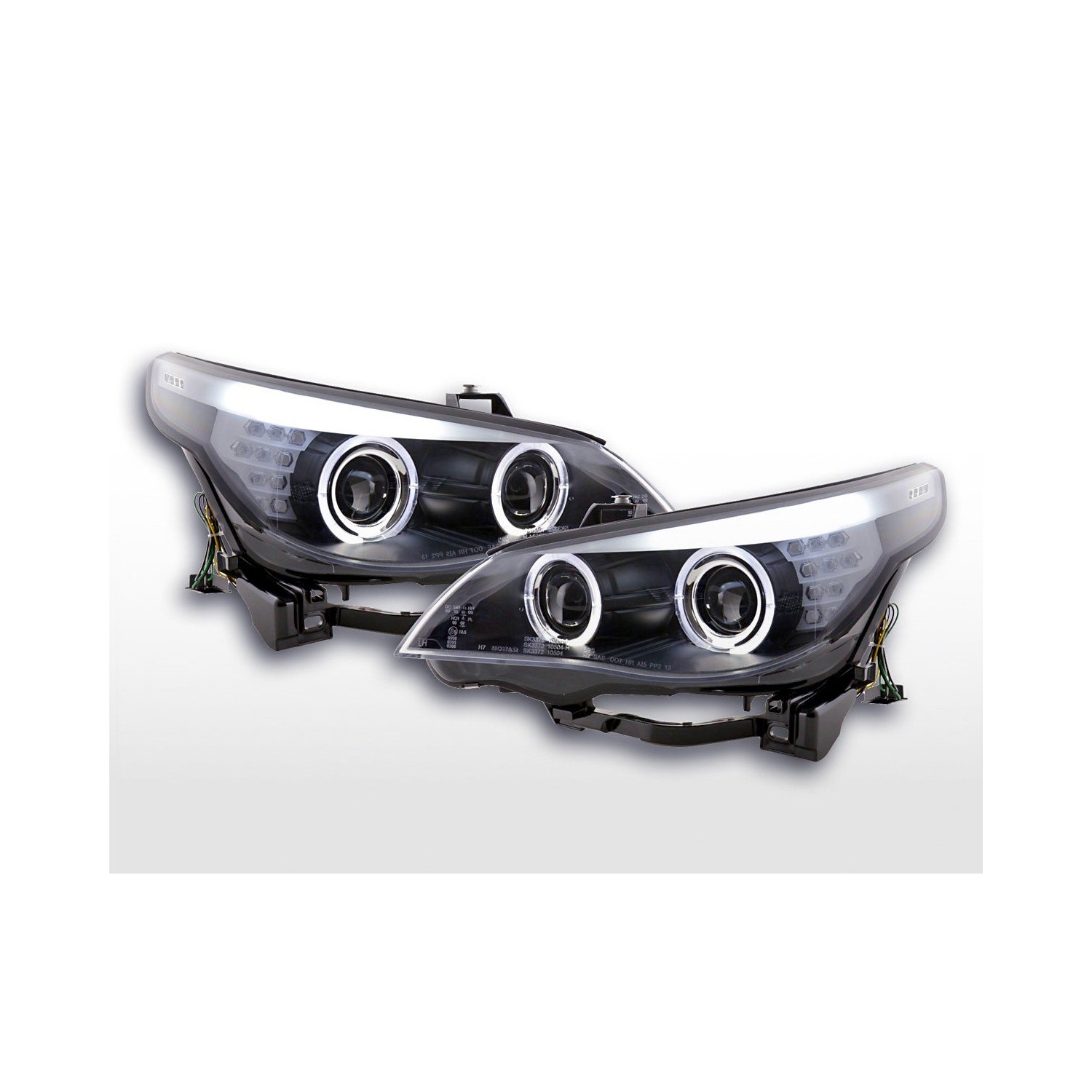 Headlights xenon angel eyes CCFL BMW 5 series E60 E61 03 04 black