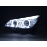 Headlight set xenon angel eyes CCFL BMW 5 series E60 E61 03 04 chrome for right hand drive