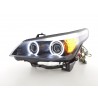 Headlight set Xenon Angel Eyes CCFL BMW 5 series E60 E61 03 04 black for right hand drive