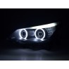 Headlight set Xenon Angel Eyes CCFL BMW 5 series E60 E61 03 04 black for right hand drive