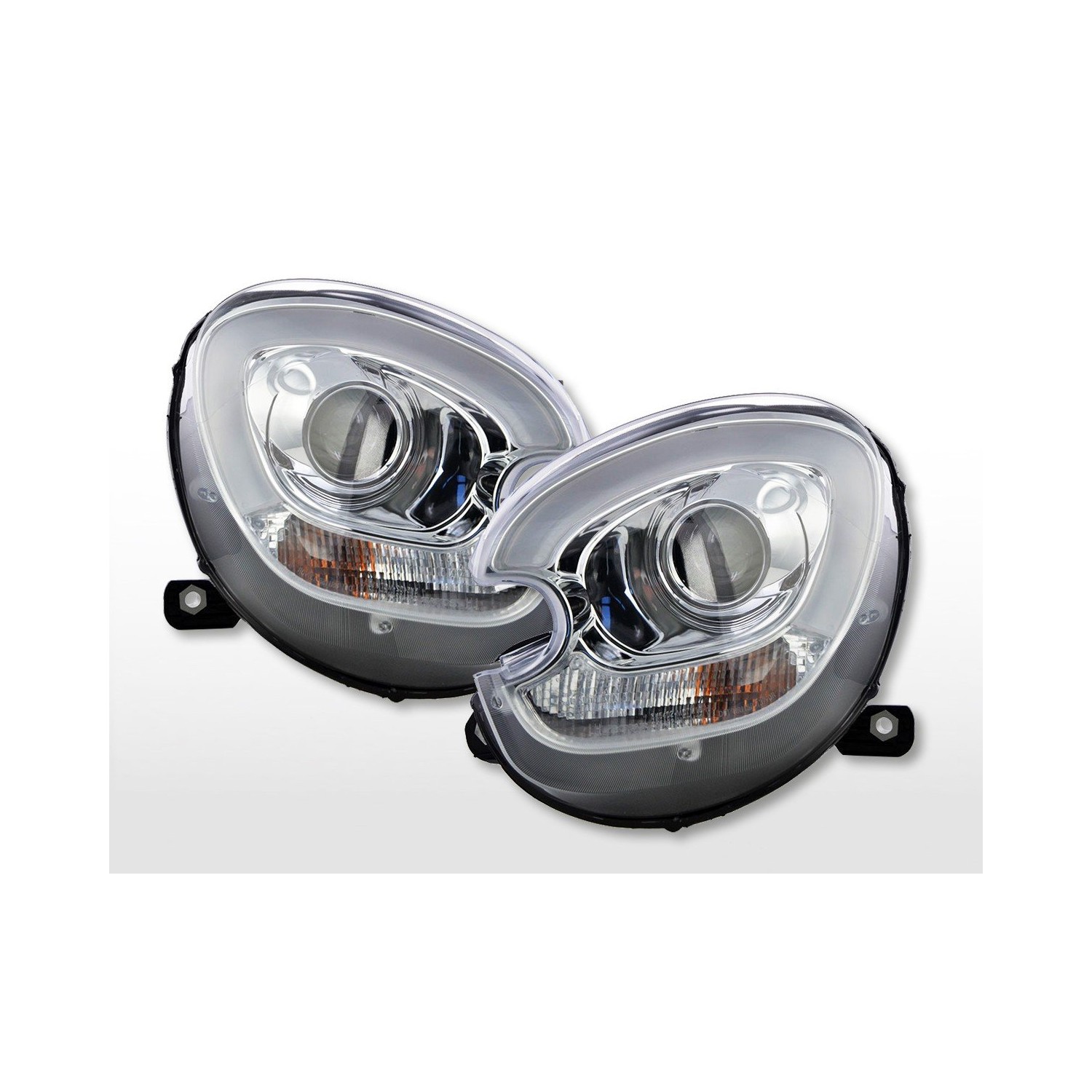 Headlight set Xenon Daylight LED DRL look Mini Countryman R60 10 17 chrome