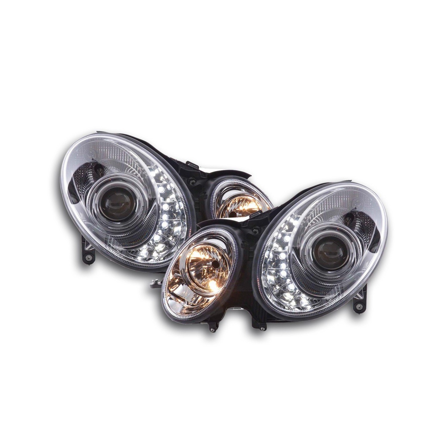Daylight headlight LED DRL look Mercedes E Class 211 02 06 chrome