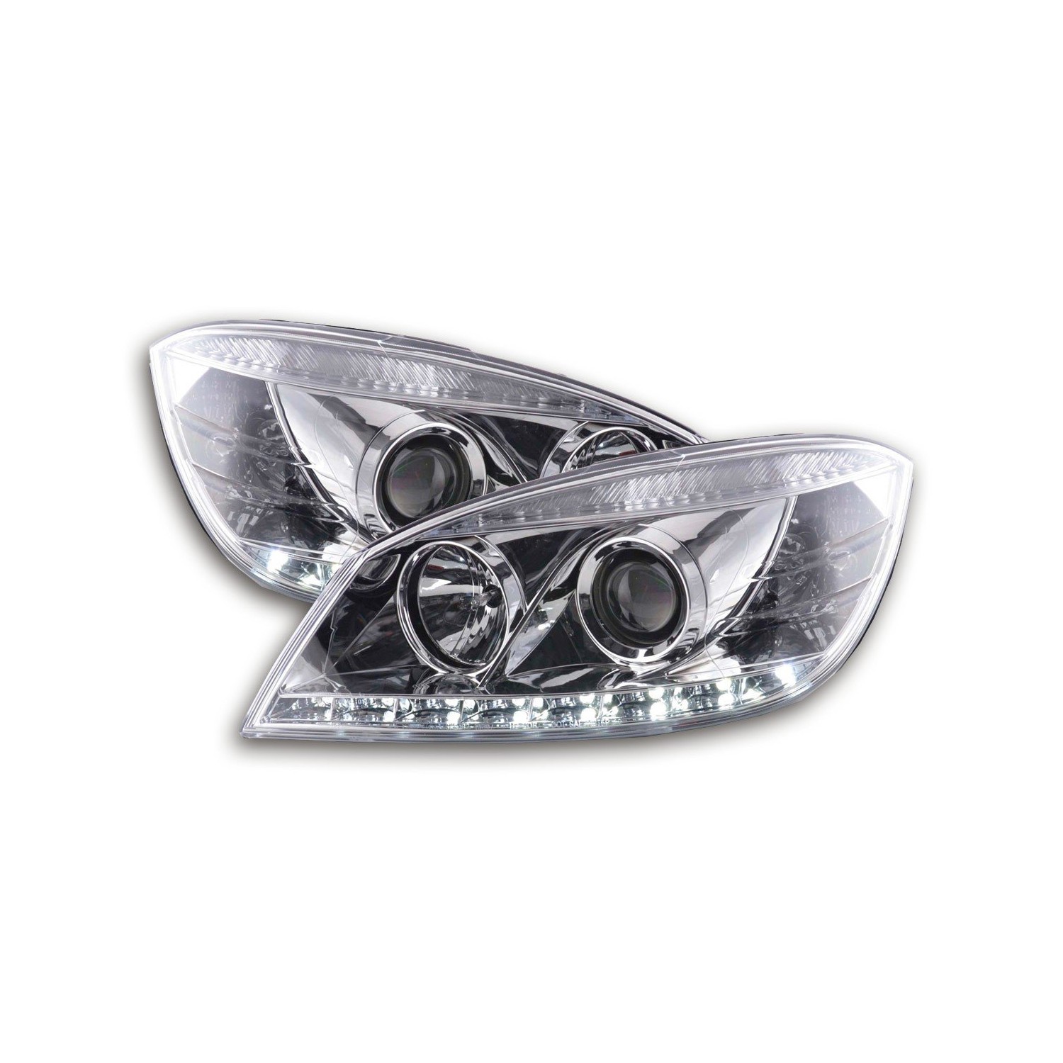 Daylight headlight LED DRL look Mercedes C Class type W204 07 10 chrome