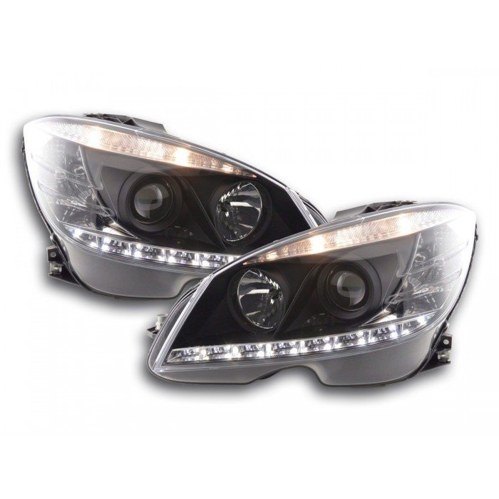 Daylight headlight LED DRL look Mercedes C Class W204 07 10 black