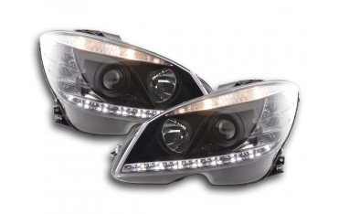 Daylight headlight LED DRL look Mercedes C Class W204 07 10 black