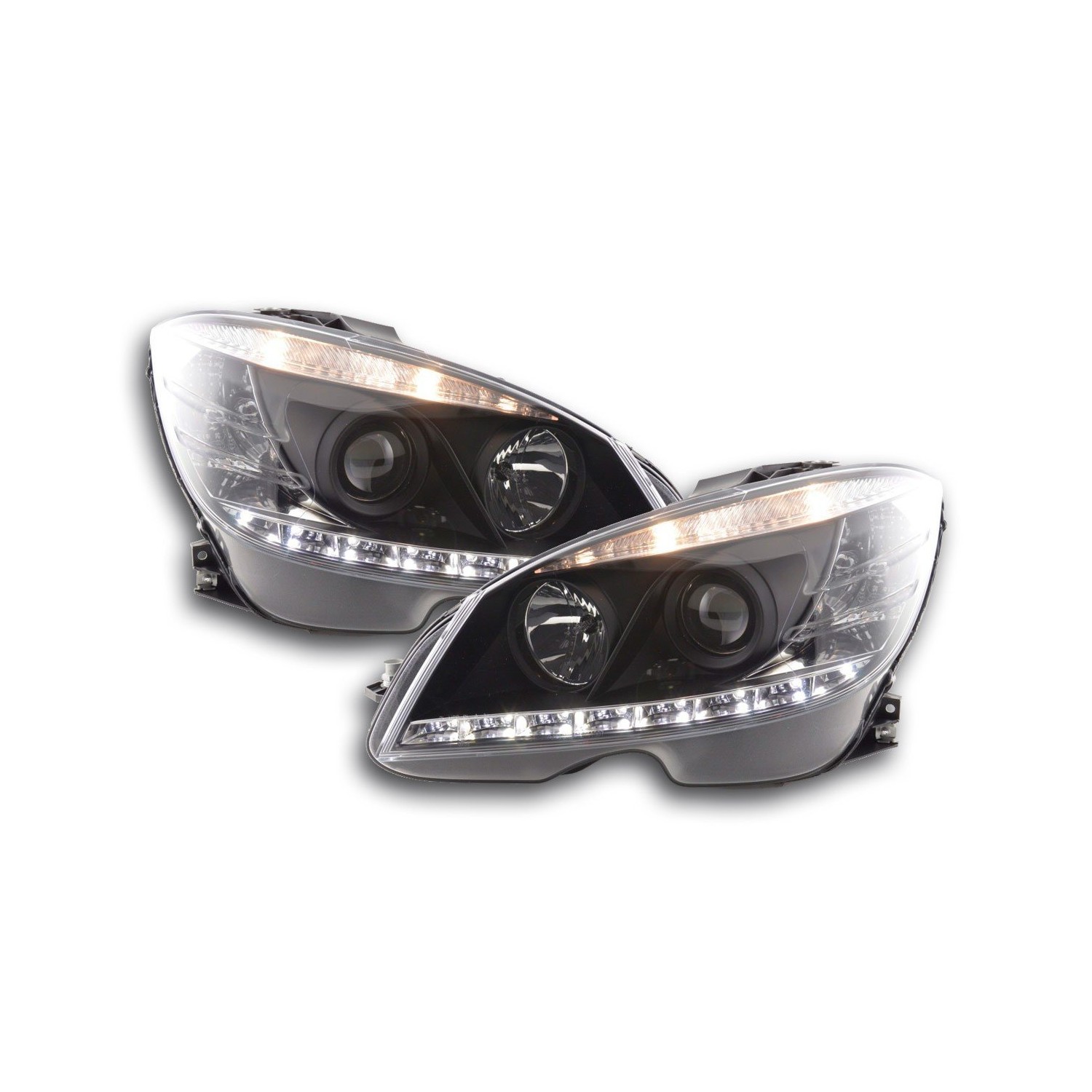 Daylight headlight LED DRL look Mercedes C Class W204 07 10 black