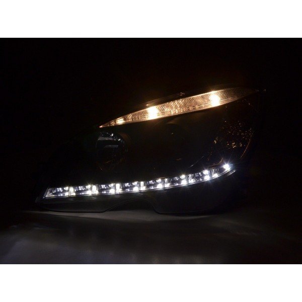 Daylight headlight LED DRL look Mercedes C Class W204 07 10 black