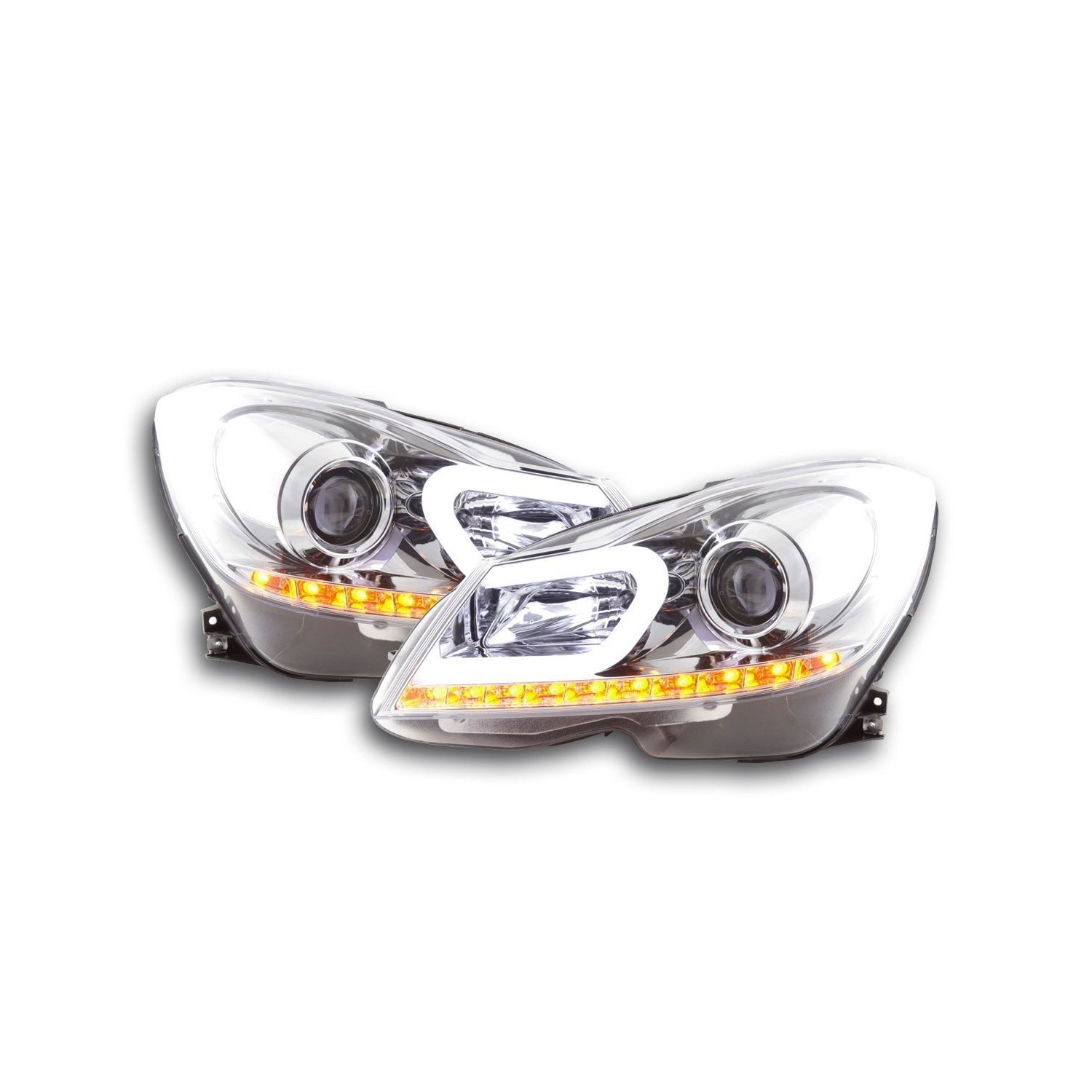 Daylight headlight LED DRL look Mercedes C Class W204 11 14 chrome