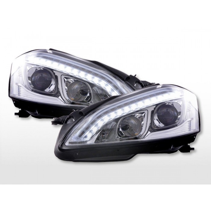 Daylight headlight LED DRL look Mercedes Benz S Class 221 05 09 chrome