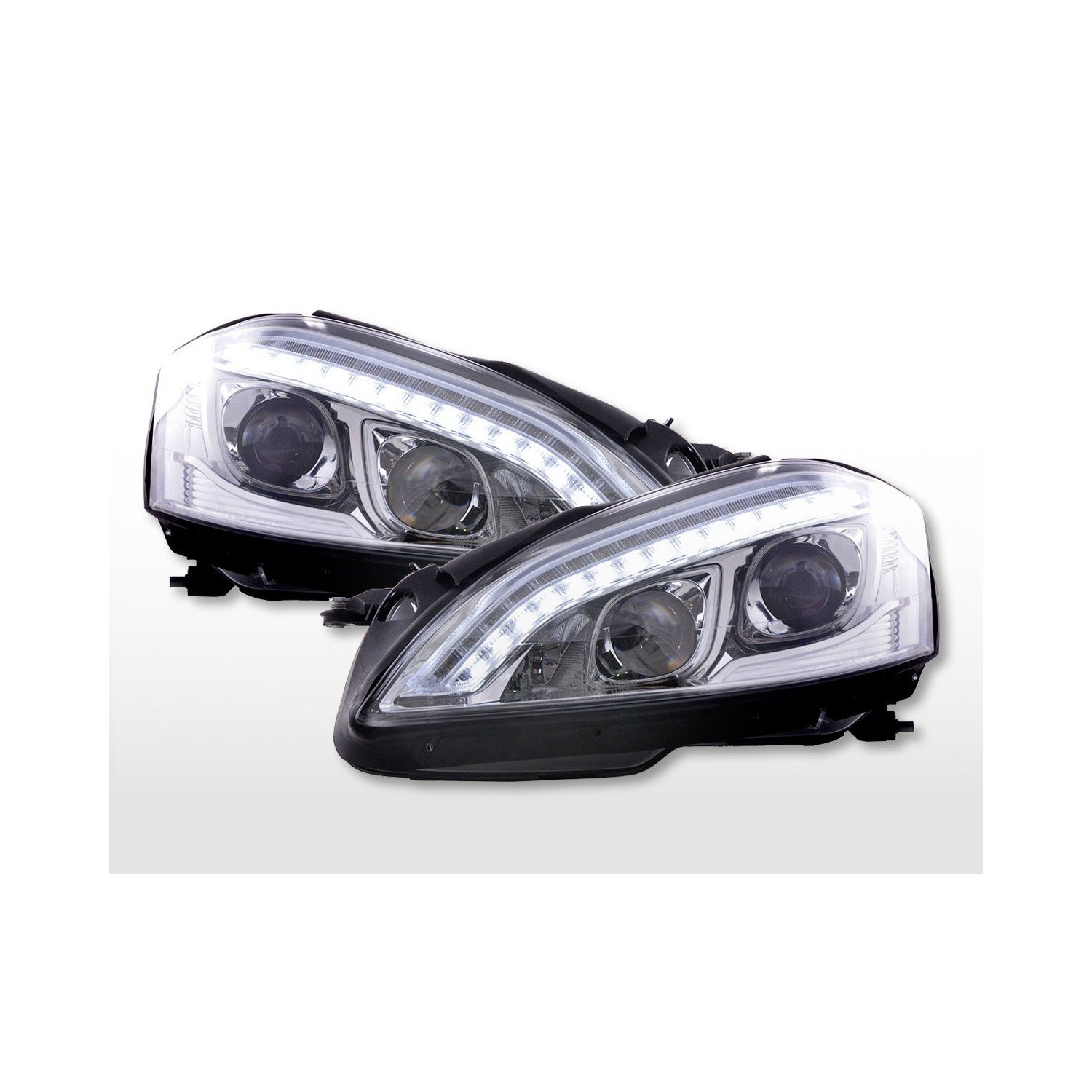 Daylight headlight LED DRL look Mercedes Benz S Class 221 05 09 chrome