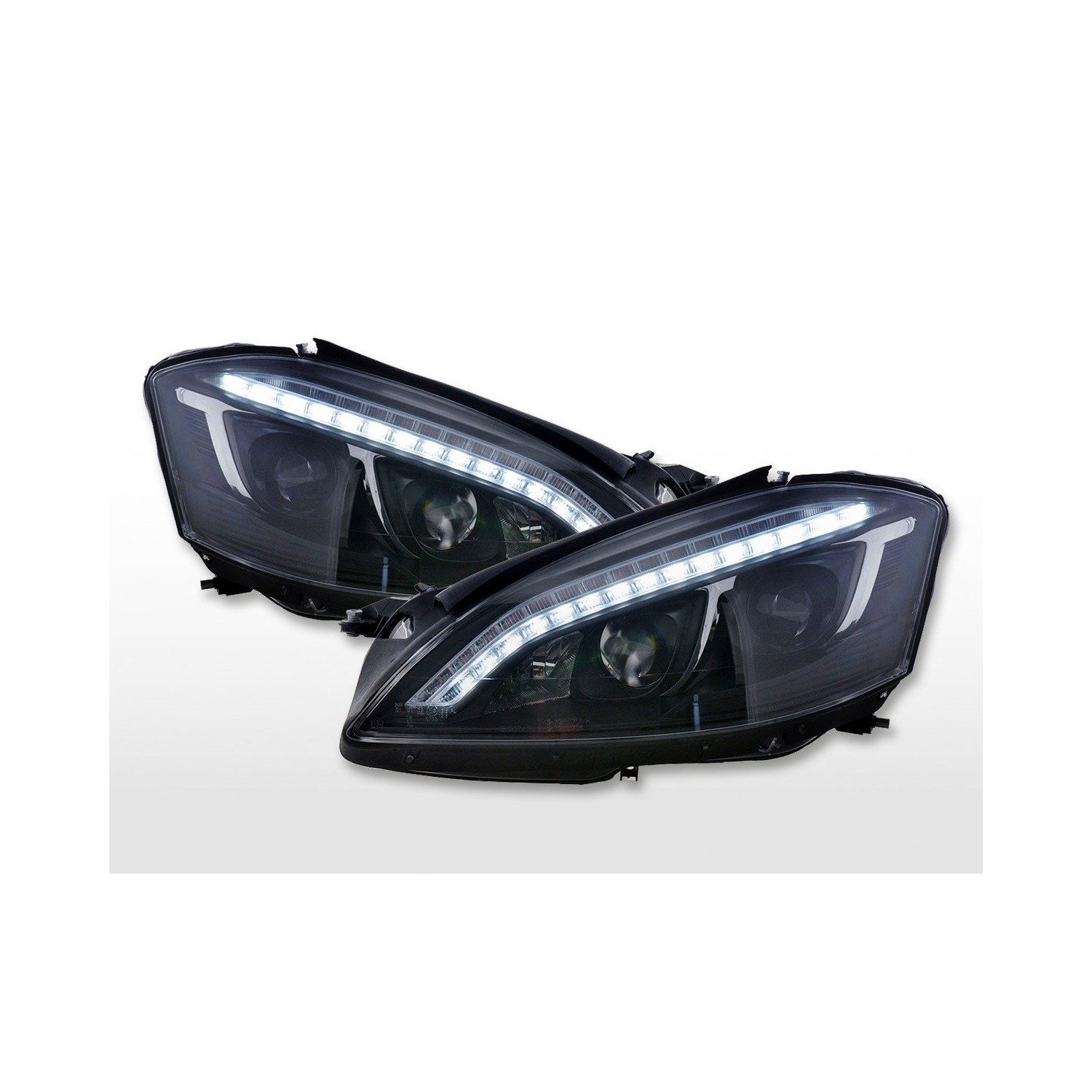 Daylight headlight LED DRL look Mercedes Benz S Class 221 05 09 black