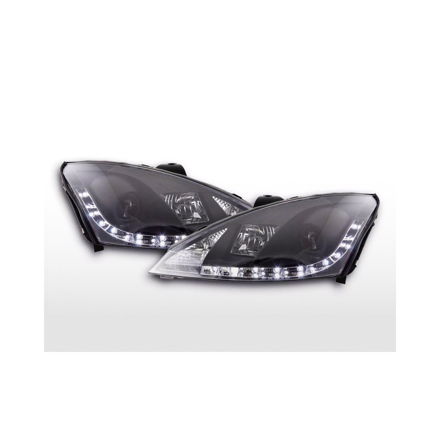 Daylight headlight LED DRL look Ford Focus 3 4 5 door 01 04 black for right hand drive vehicles