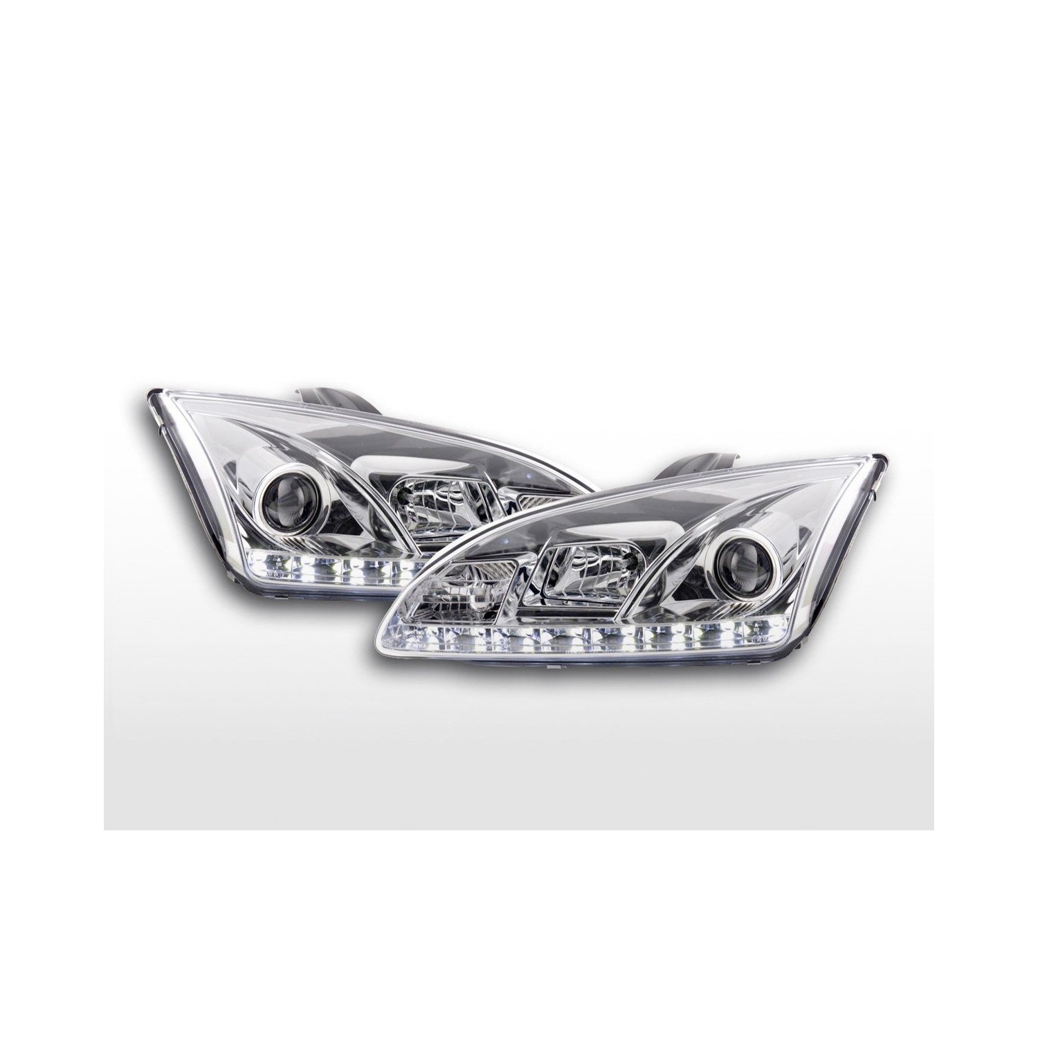 Daylight headlight LED DRL look Ford Focus 4 5 door 05 08 chrome for right hand drive vehicles