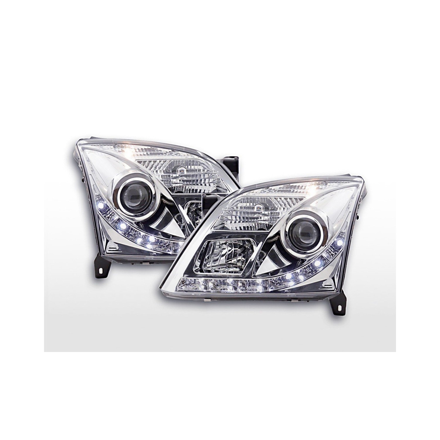 Daylight headlight LED DRL look Opel Vectra C 02 05 chrome for right hand drive