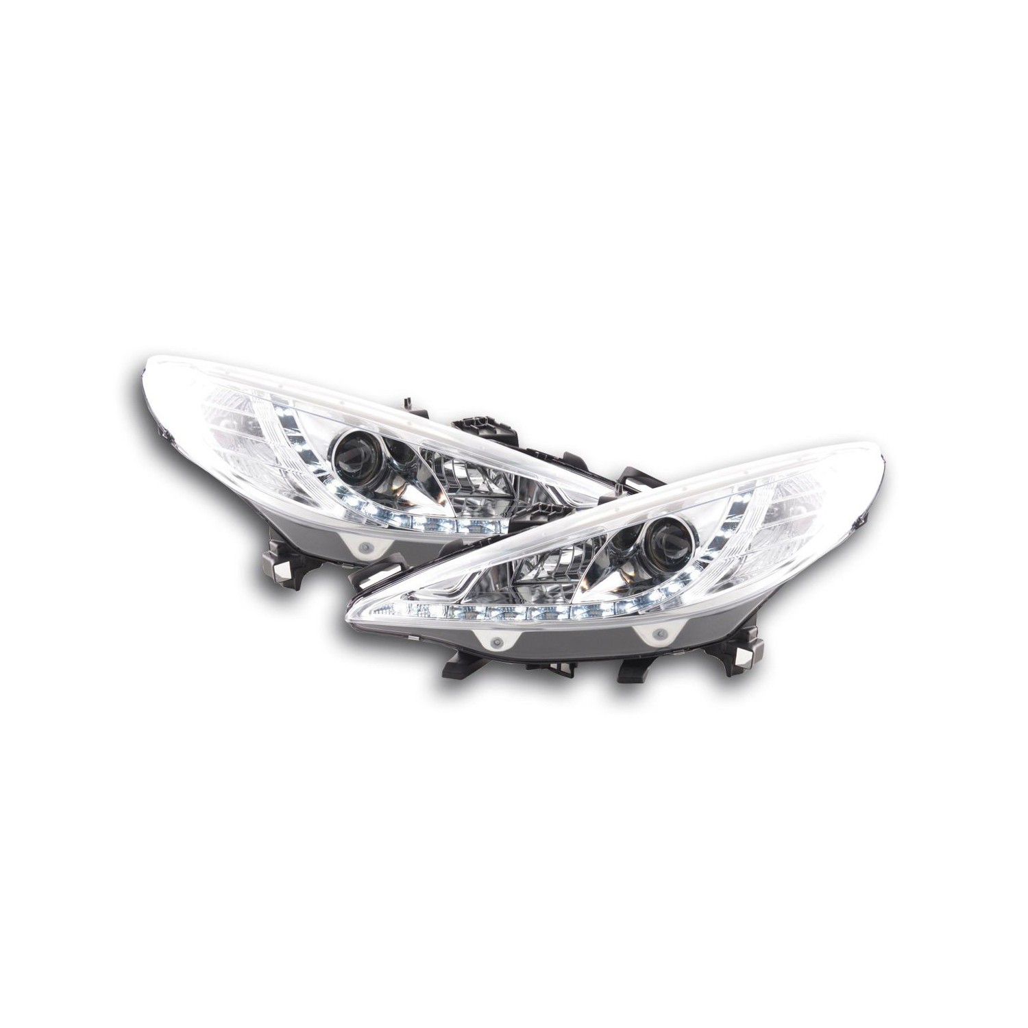 Daylight headlight LED daytime running lights Peugeot 207 06 chrome for right hand drive