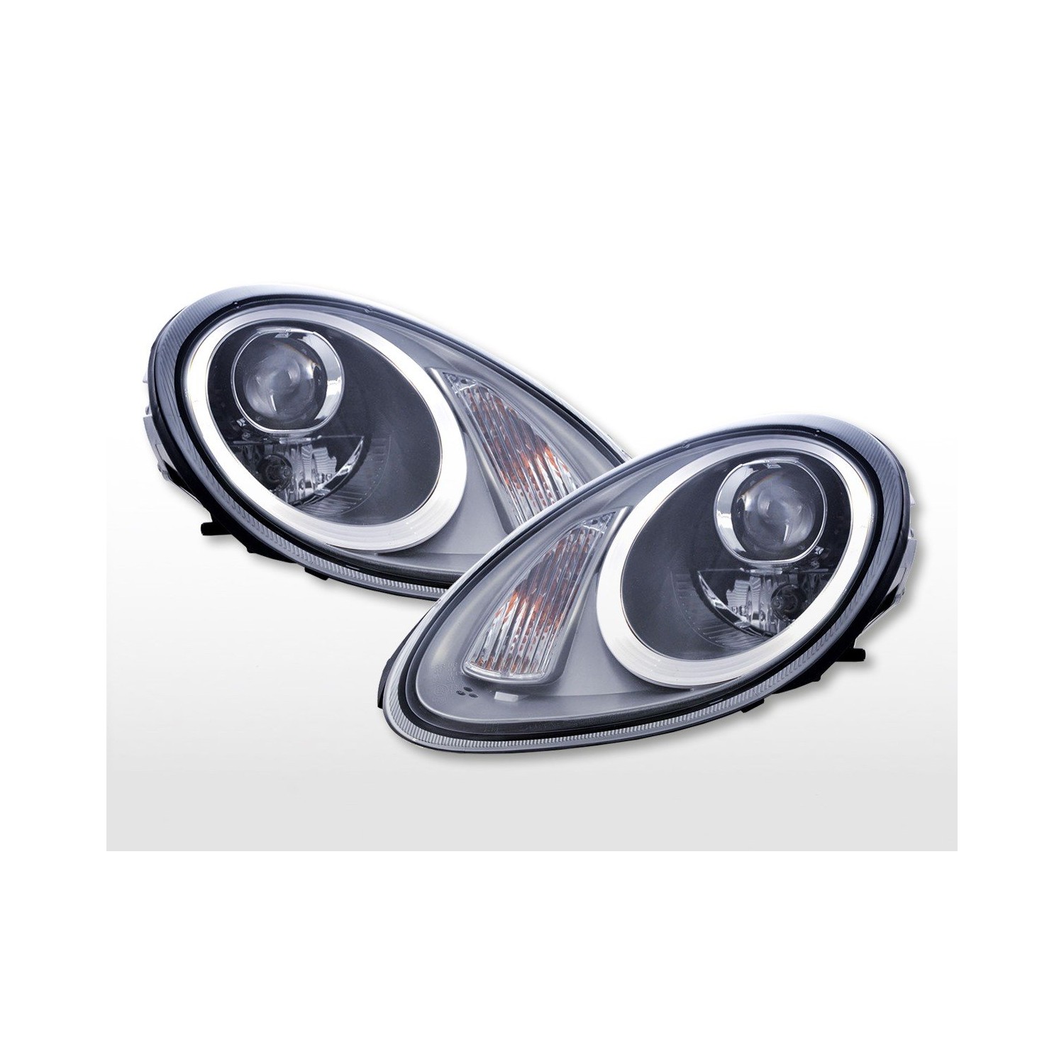Headlight set Xenon Daylight LED DRL look Porsche Boxster 987 04 08 silver