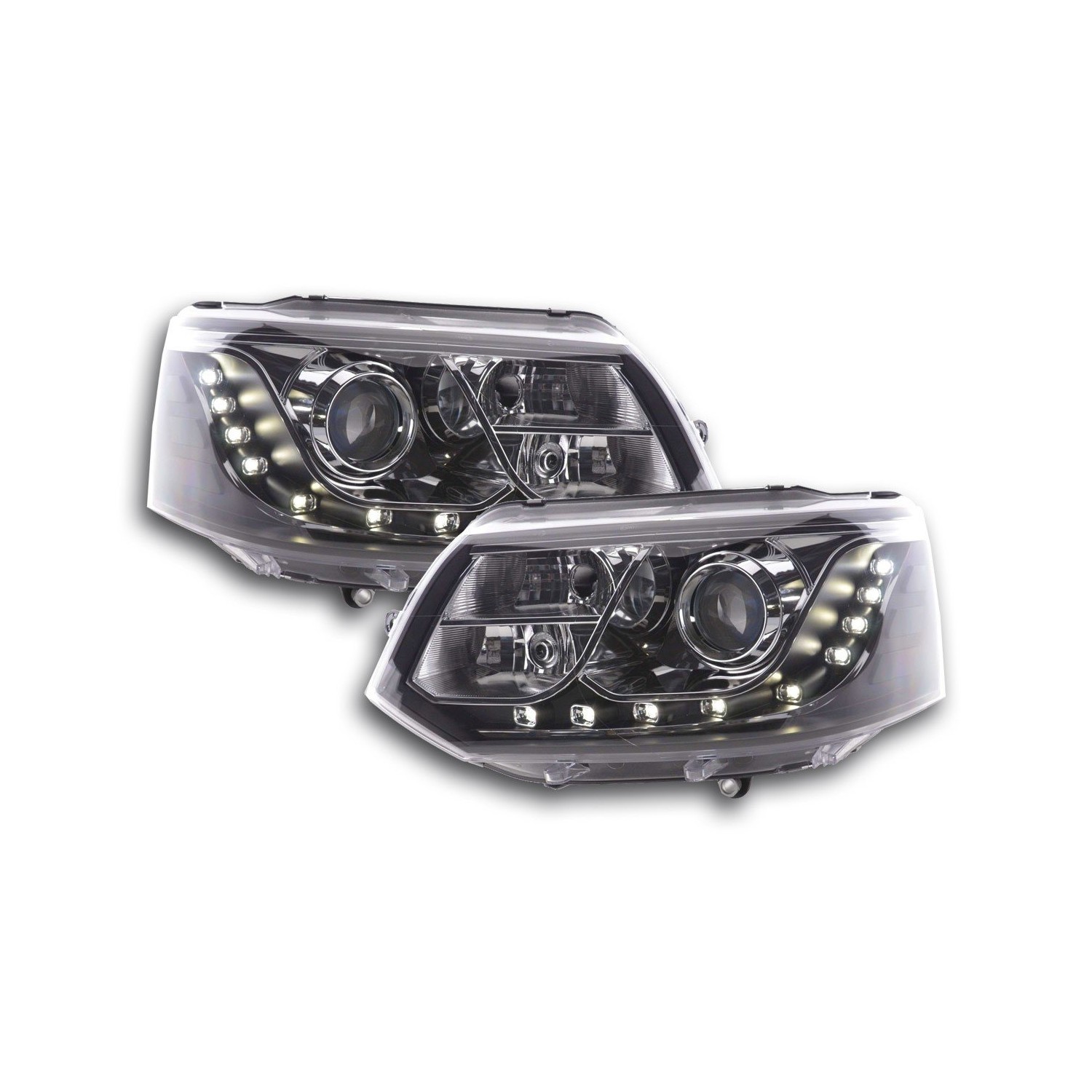 Headlight set Daylight LED daytime running lights VW Bus T5 from 2010 black