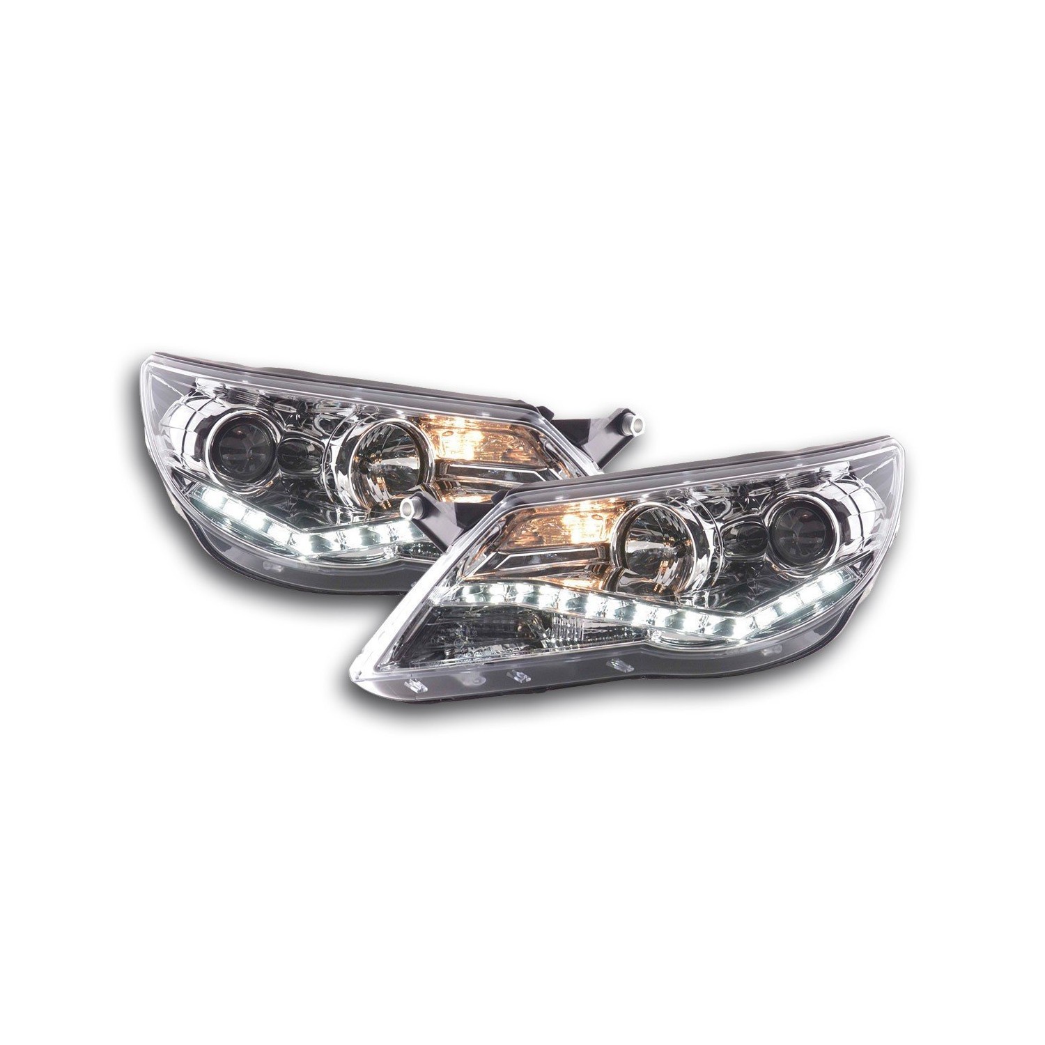 Daylight headlight LED DRL look VW Tiguan 07 11 chrome