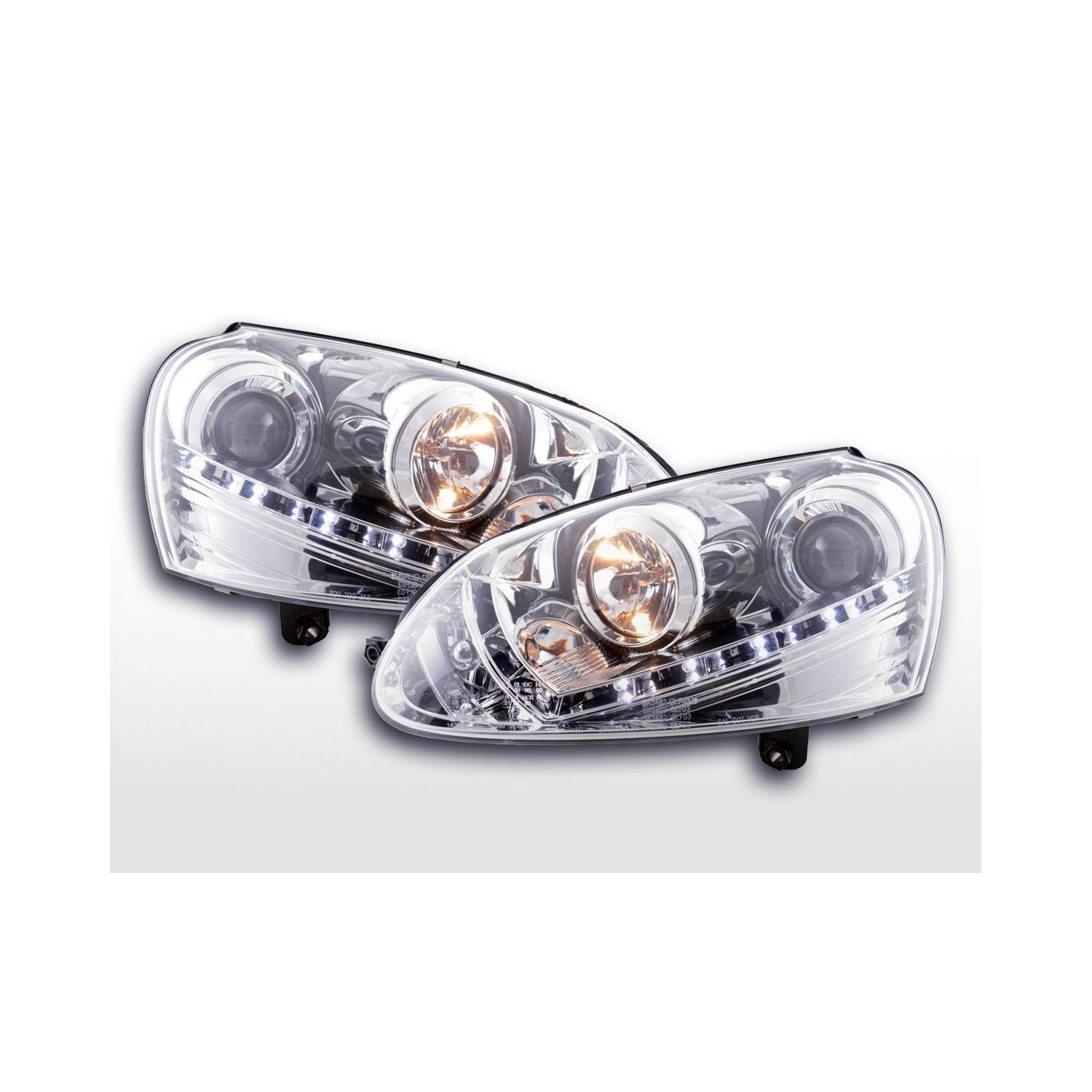 Daylight headlight LED DRL look VW Golf 5 type 1K 03 08 chrome for right hand drive