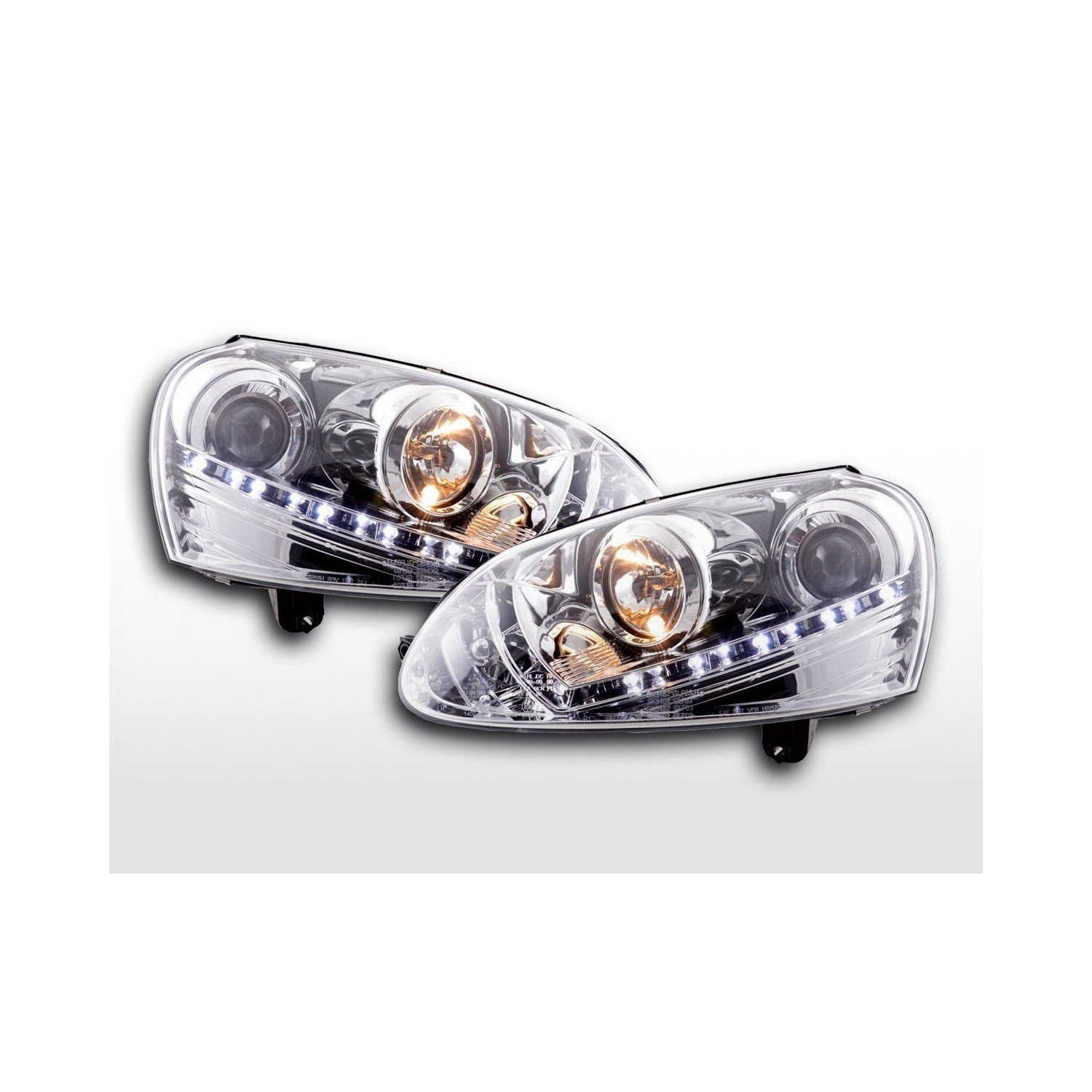 Daylight headlight LED DRL look VW Golf 5 type 1K 03 08 chrome for right hand drive