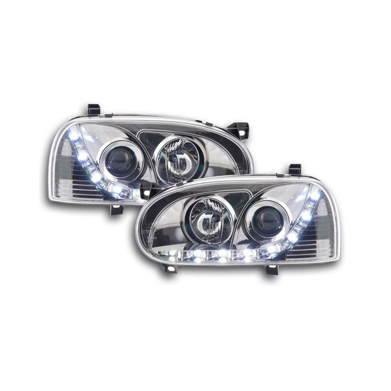 Daylight headlight LED DRL look VW Golf 3 type 1HXO 1EXO 91 97 chrome