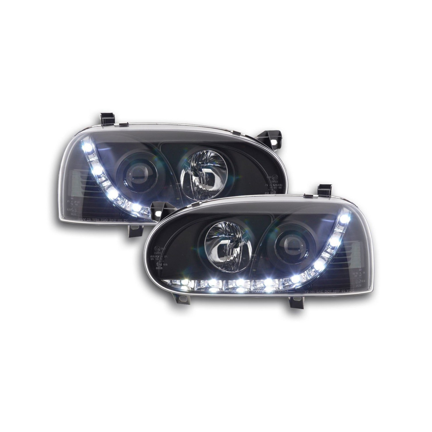 Daylight headlight LED DRL look VW Golf 3 type 1HXO 1EXO 91 97 black