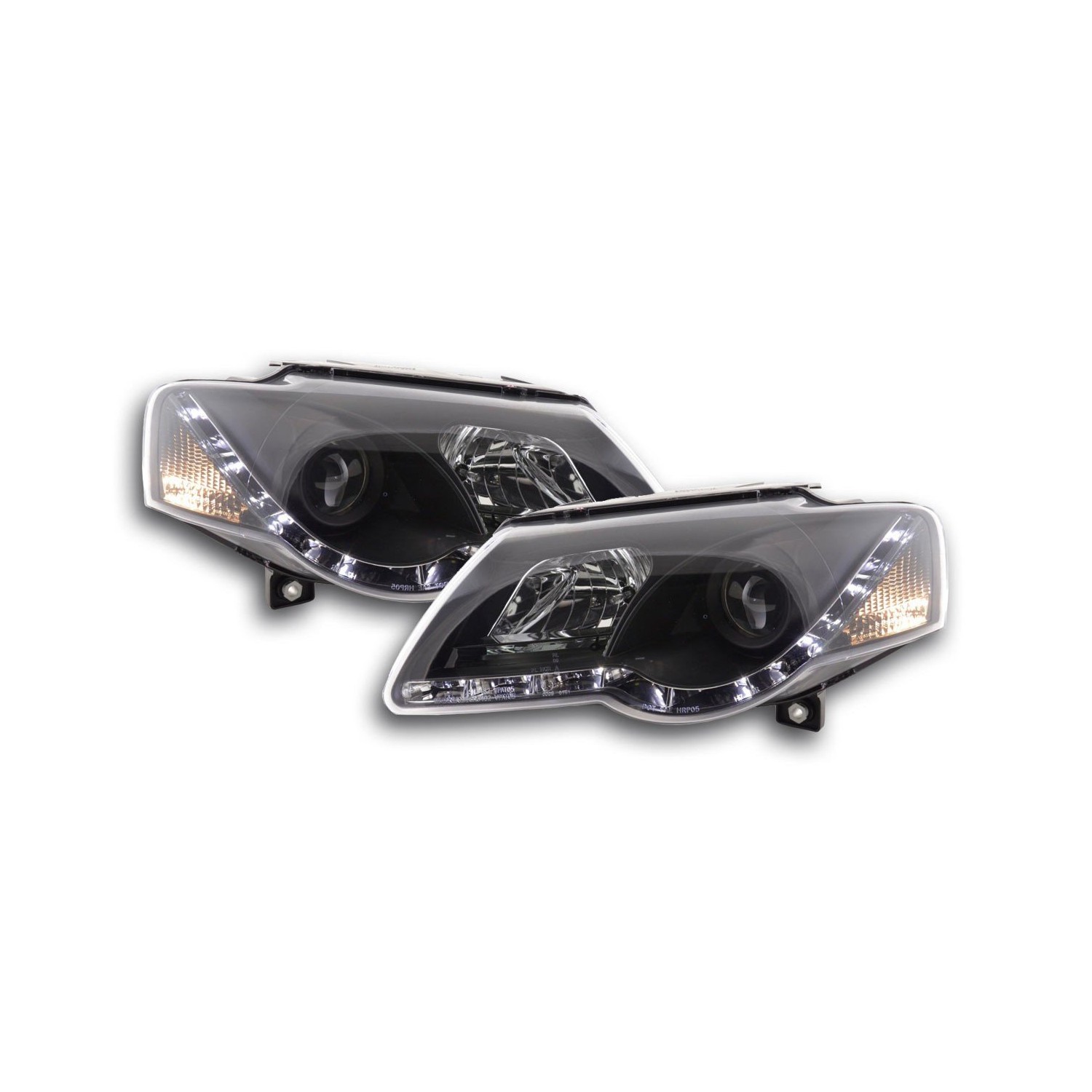 Daylight headlight LED DRL look VW Passat type 3C 05 black for right hand drive