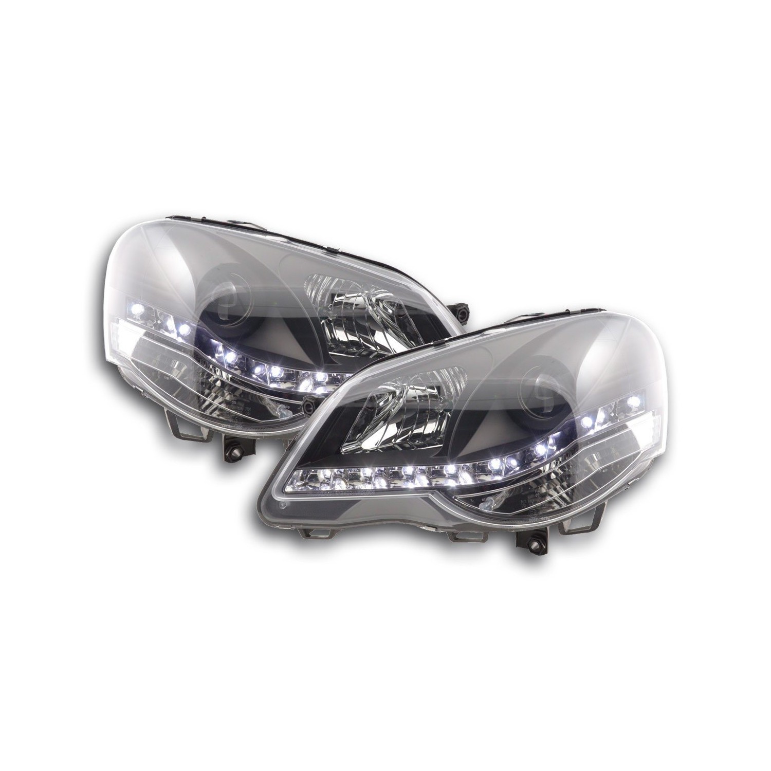 Daylight headlight LED DRL look VW Polo type 9N3 05 09 black for right hand drive