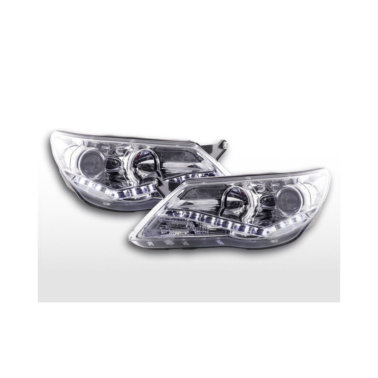 Daylight headlight LED DRL look VW Tiguan 07 11 chrome for right hand drive