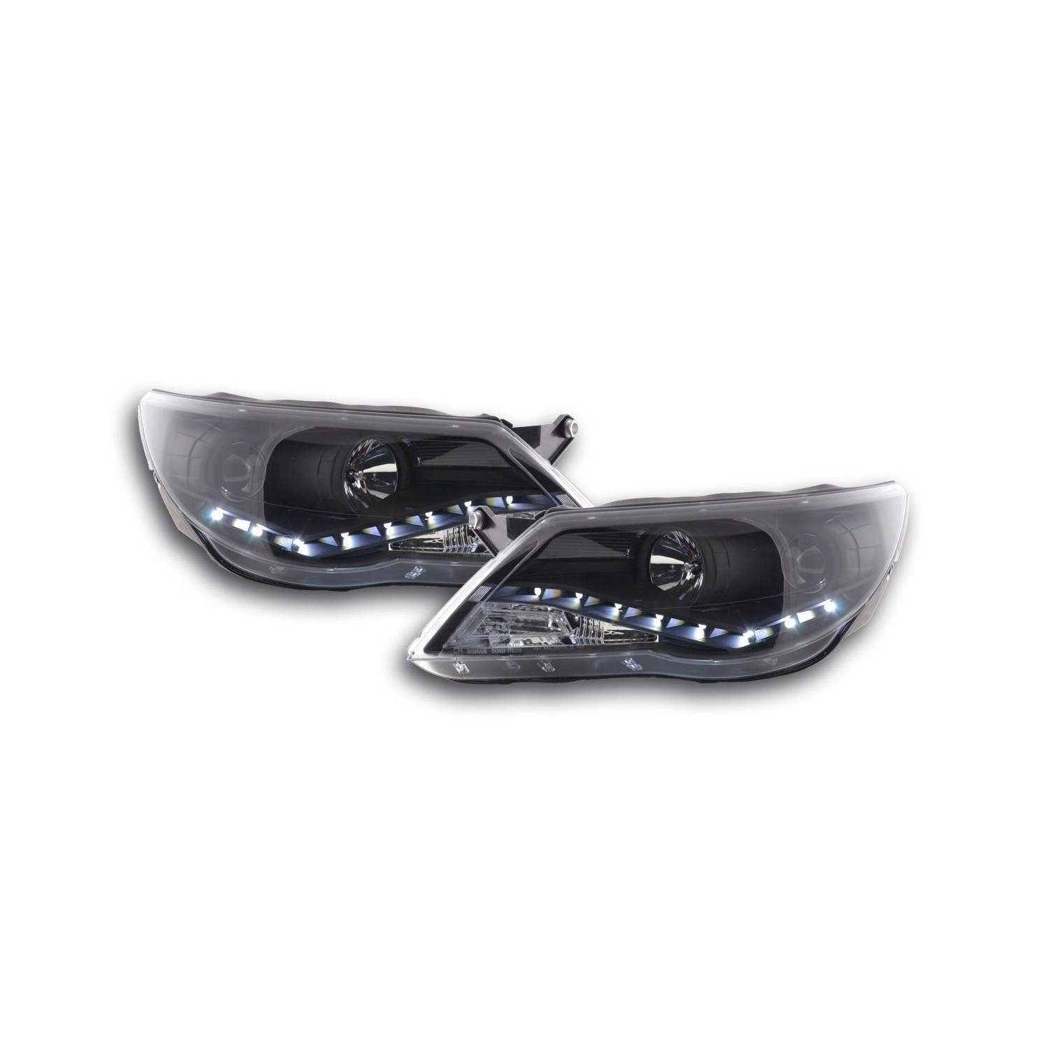 Daylight headlight LED DRL look VW Tiguan 07 11 black for right hand drive
