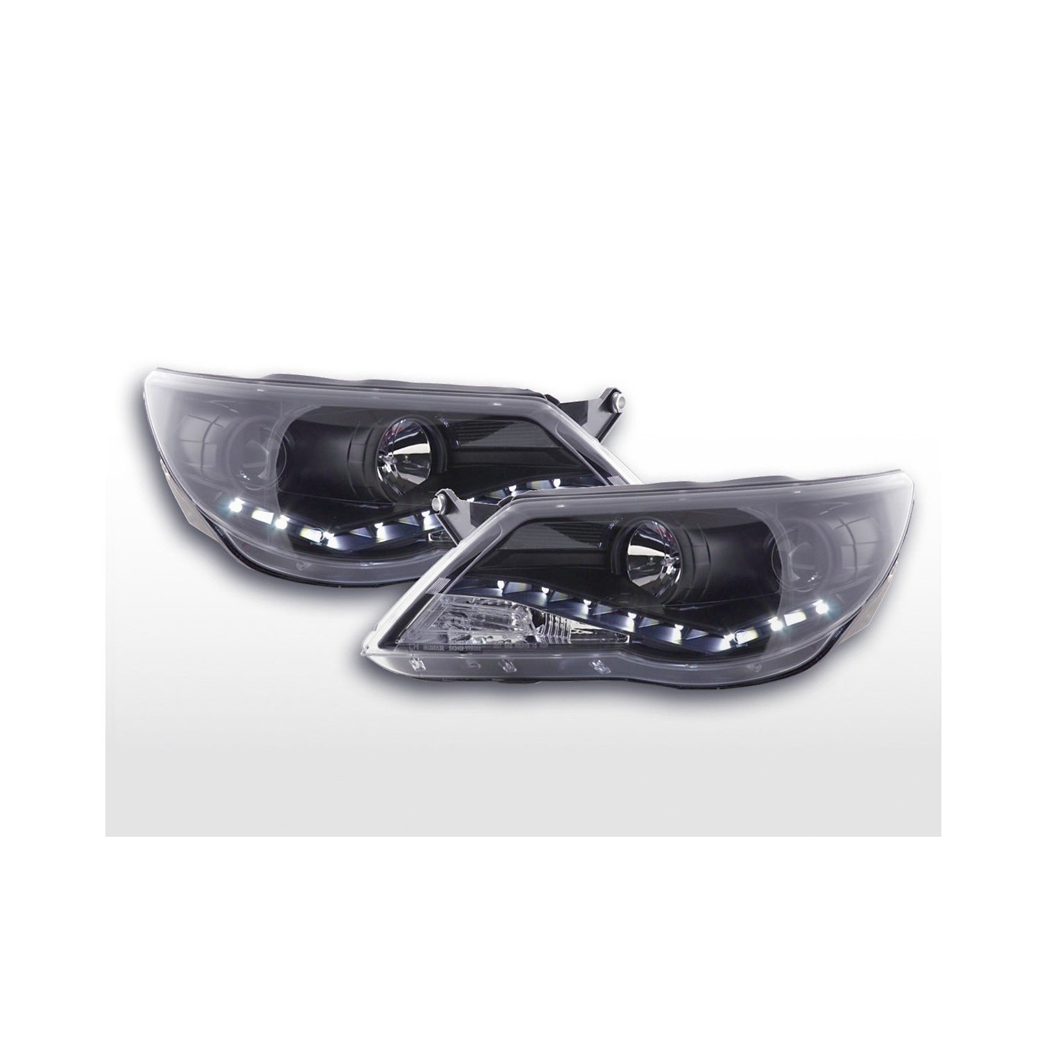 Daylight headlight LED DRL look VW Tiguan 07 11 black for right hand drive