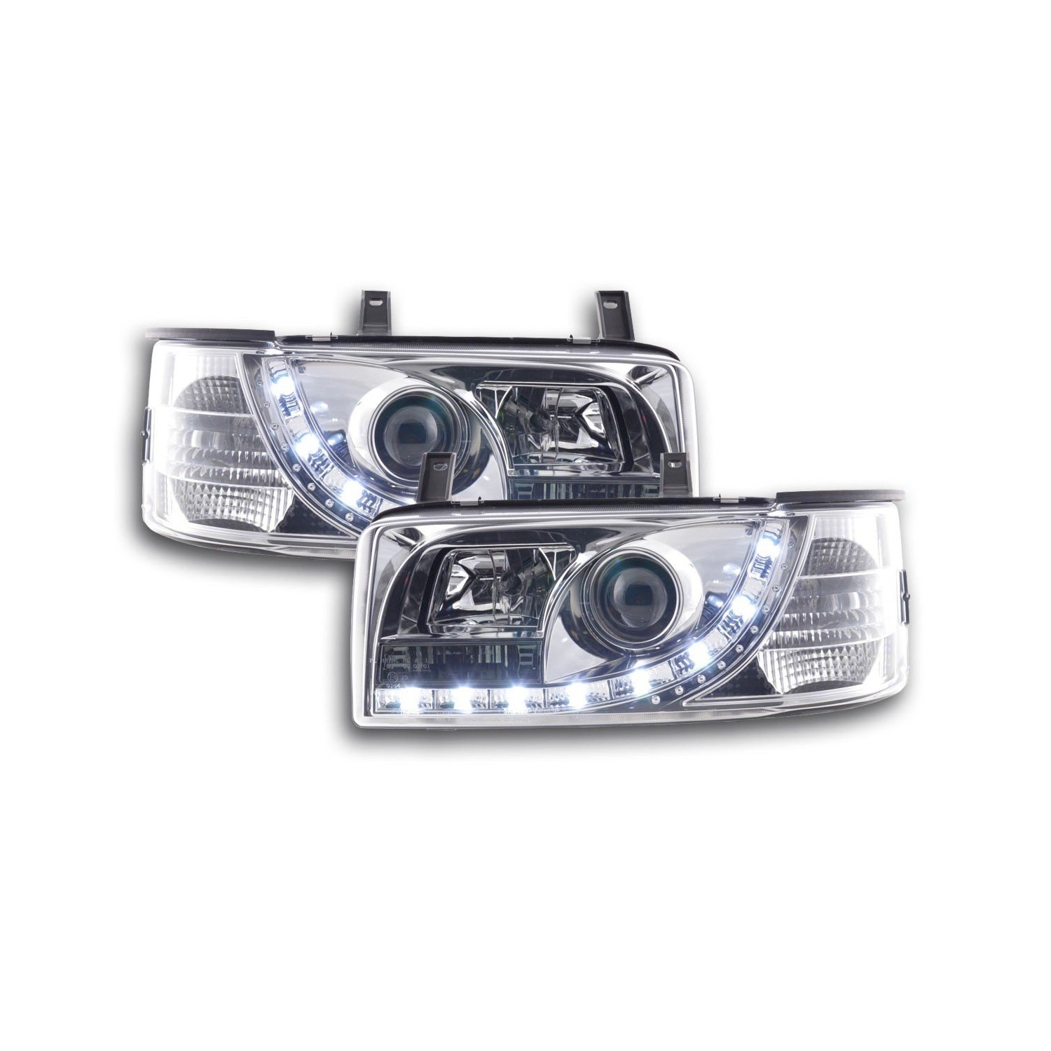 Daylight headlight LED DRL look VW Bus type T4 90 96 chrome for right hand drive