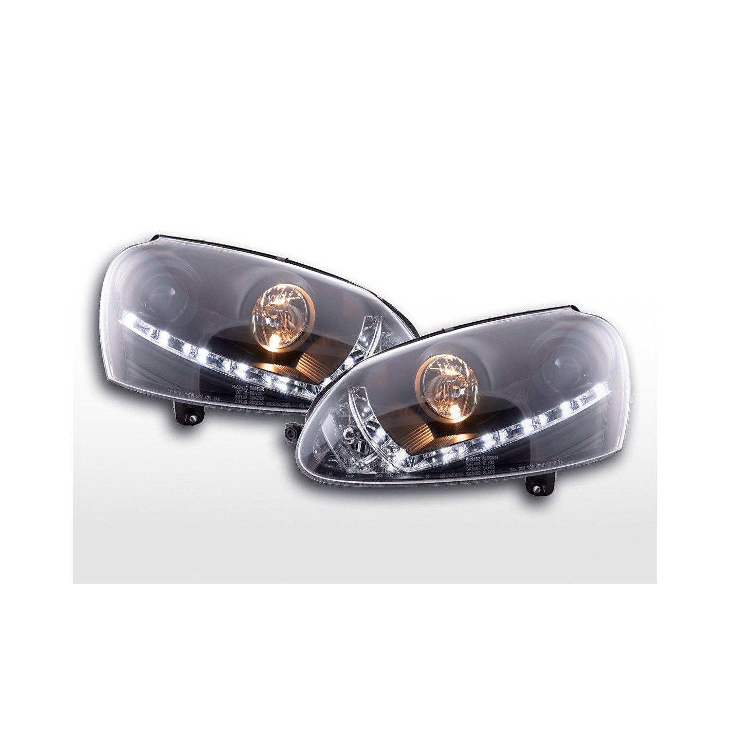 Daylight headlight LED daytime running light VW Golf 5 type 1K 03 08 black for right hand drive