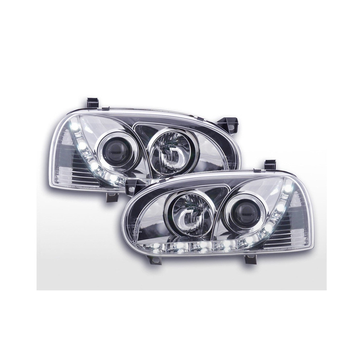 Daylight headlight LED daytime running lights VW Golf 3 91 97 chrome for right hand drive
